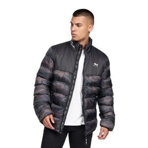 Born Rich Mens Carlito Camo Oversized Padded Jacket / Black